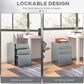 Vinsetto Filing Cabinet 3 Drawers Steel Home Office Storage Wheels Lock A4 Letters Legal-sized Files Grey Metal | The Comfy Couch Canada
