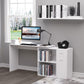 HOMCOM L Shaped Desk Corner Computer Table with Storage Cabinet Shelf Study Writing Home Office White.