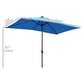 Outsunny 9.7x6.2ft Solar LED Patio Umbrella: Rectangular Outdoor Shade with Tilt Feature & Crank, Light Blue | The Comfy Couch Canada