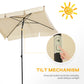 Outsunny 6.5x4ft Rectangle Patio Umbrella Aluminum Tilt Pole Adjustable Sun Shade for Outdoor Beach Beige | The Comfy Couch Canada