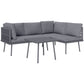 Outsunny 3 Pieces Outdoor Furniture Set, L Shaped Wicker Patio Furniture Conversation Set with Cushions, Steel Table, Grey | The Comfy Couch Canada