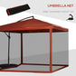 Wine Red Cantilever Patio Umbrella by Outsunny with Adjustable Canopy Angle, Net, Cross Base & Weight Plates, 8 Ribs | The Comfy Couch Canada