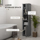 HOMCOM Freestanding Tall Bathroom Linen Cabinet Open Shelves Dual Doors Narrow Storage Unit Space Saving Furniture Grey | The Comfy Couch Canada