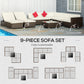 Outsunny 9pcs Patio Furniture Set Outdoor Wicker Sofa Cushioned Seat Cream White | The Comfy Couch Canada