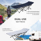 Outsunny Folding Camping Cot with Mattress Pillow Double Layer Oxford Heavy Duty Sleeping Cot Carry Bag Grey Blue | The Comfy Couch Canada