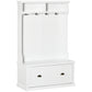 HOMCOM 3-in-1 Entryway Elegance: Modern Hall Tree Coat Rack with Shoe Storage Bench and Hooks for Bedroom, White Finish | The Comfy Couch Canada