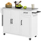 HOMCOM Movable Kitchen Workstation: White Rolling Island with Stainless Steel Top, 3 Cabinets, Spice/Towel Racks | The Comfy Couch Canada