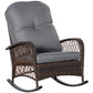 Outsunny Outdoor PE Rattan Rocking Chair, Patio Wicker Recliner Rocker Chair with Soft Cushion, for Garden Backyard Porch, Grey | The Comfy Couch Canada