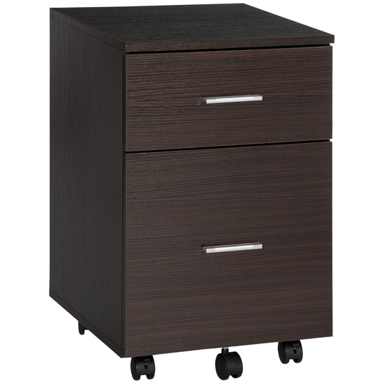 Vinsetto Rolling File Chest: 2 Drawers on Wheels for Legal/Letter Documents in Warm Brown Wood-Tone Home Office | The Comfy Couch Canada