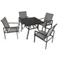 Outsunny 5pc Patio Dining Set, Metal Slat Finish, 1.75" Umbrella Hole, Outdoor Furniture for Backyard - Grey | The Comfy Couch Canada