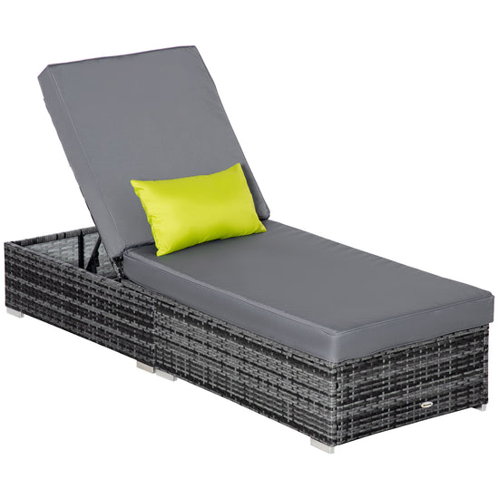 Outsunny Rattan Chaise Lounge Outdoor Sun Lounger Patio Wicker Bed Garden Adjustable Recliner Sofa Patio Furniture, Grey | The Comfy Couch Canada
