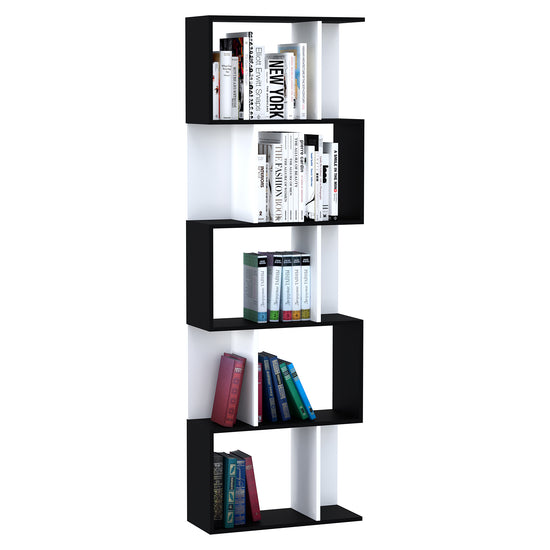 HOMCOM 5-Tier Modern Bookcase Display Shelf Storage Room Divider for Living Room Home Office Black | The Comfy Couch Canada