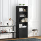 HOMCOM 4-Tier Open Bookshelf with Doors Modern Home Office Bookcase Storage Cabinet for Living Room Bathroom Study, Black | Aosom Canada