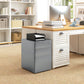 Vinsetto Filing Cabinet 3 Drawers Steel Home Office Storage Wheels Lock A4 Letters Legal-sized Files Grey Metal | The Comfy Couch Canada