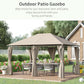 Outsunny Steel Patio Gazebo 13x10ft Soft-top Canopy Party Tent 6 Removable Curtains Khaki | The Comfy Couch Canada