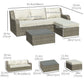 Outsunny 3 Piece Patio Furniture Set Aluminum Frame Outdoor Rattan Sofa Sectional Conversation Set Beige | The Comfy Couch Canada