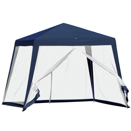 Outsunny 10x10ft Outdoor Party Tent Patio Canopy Gazebo with Netting Sun Shade Shelter Garden Blue | The Comfy Couch Canada