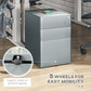 Vinsetto Filing Cabinet 3 Drawers Steel Home Office Storage Wheels Lock A4 Letters Legal-sized Files Grey Metal | The Comfy Couch Canada