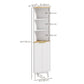 HOMCOM 67" Tall Bathroom Cabinet, Narrow Bathroom Storage Cabinet with Curved Profile Design and Adjustable Shelves, White | The Comfy Couch Canada