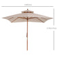 Outsunny 10x10ft Wood Square Patio Umbrella Garden Market Parasol Sunshade Canopy with 2 Pulley Pagoda Style (Khaki) | The Comfy Couch Canada