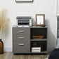 HOMCOM File Cabinet: 3 Drawers, Printer Stand, Open Shelves, Rolling Wheels, Grey, Office Storage | The Comfy Couch Canada