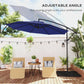 Outsunny 9.6ft Offset Patio Umbrella Garden Hanging Parasol Banana Cantilever Umbrella with Base, Crank, Navy Blue | The Comfy Couch Canada