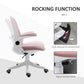 Vinsetto Breathable Fabric Office Chair 360° Swivel Task Chair with Flip-up Arms Adjustable Height Desk Chair Pink | The Comfy Couch Canada