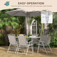 Outsunny 8 Piece Patio Dining Set with Table Umbrella, 6 Folding Chairs and Rectangle Dining Table, Grey | The Comfy Couch Canada