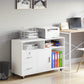 HOMCOM Mobile Printer Stand: File Cabinet with Lockable Drawer & Casters for Home Office, White | The Comfy Couch Canada