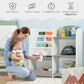 Qaba Kids Toy Storage Organizer Shelf Children Bookshelf for Bedroom Playroom Nursery Grey | The Comfy Couch Canada