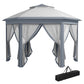 Outsunny Pop Up Hexagon Patio Gazebo 13x13ft Double Roof Outdoor Instant Shelter Garden with Netting Grey | The Comfy Couch Canada