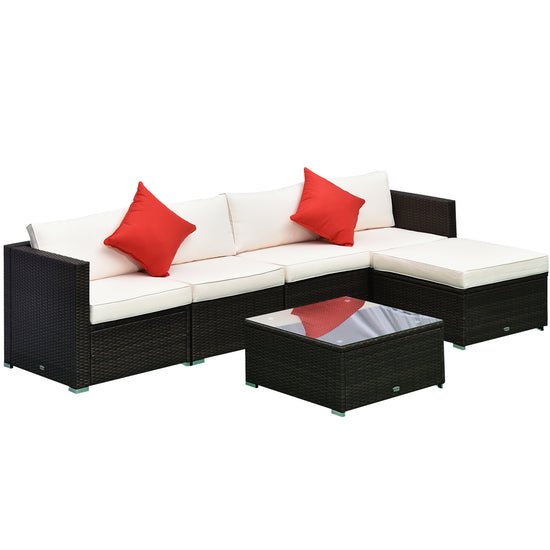 Outsunny 6pcs Deluxe Rattan Wicker Sofa Outdoor Sectional Couch Garden Patio Furniture Set Coffee Cushion | The Comfy Couch Canada
