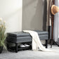 HOMCOM 44" PU Leather Tufted Ottoman Shoe Bench Storage Chest Hallway Grey | The Comfy Couch Canada
