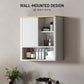HOMCOM Bathroom Wall Cabinet, Medicine Cabinet with Fluted Panel, Curved Bathroom Cabinet with Adjustable Shelves, White | The Comfy Couch Canada