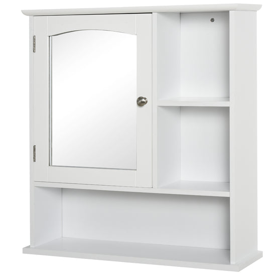Kleankin White Wall Cabinet: Bathroom Medicine Storage with Mirrored Door & Adjustable Shelf for Tidy Organization | The Comfy Couch Canada