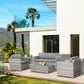Outsunny Deluxe 4PC Outdoor Wicker Sofa Set PE Rattan Patio Furniture Extra Wide Seat Conversation Tempered Glass.