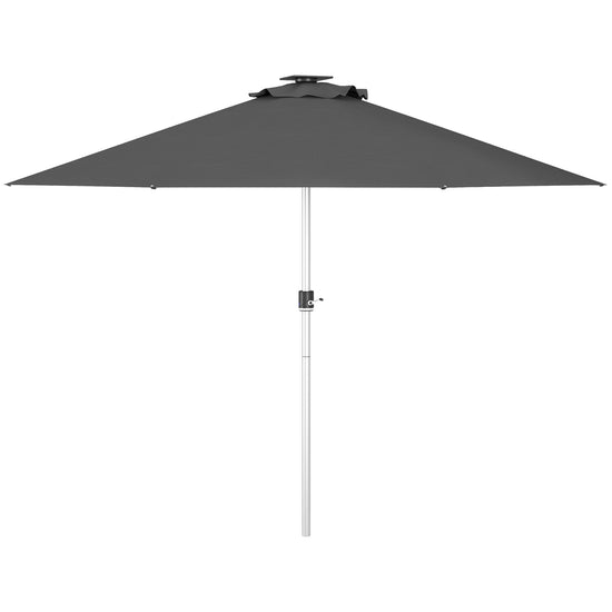 Outsunny LED Patio Umbrella, Lighted Deck Umbrella with 4 Lighting Modes, Solar & USB Charging, Charcoal Grey | The Comfy Couch Canada