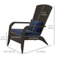 Outsunny Patio Wicker Adirondack Chair, Outdoor Rattan Muskoka Chair with Cushions for Patio, Garden, Backyard Dark Blue | The Comfy Couch Canada