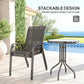 Outsunny 3 Pieces Bistro Set, Small Patio Furniture Set with Stackable Mesh Chairs, Glass Table for Garden, Balcony, Black | The Comfy Couch Canada