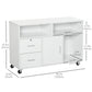 HOMCOM Mobile Printer Stand: File Cabinet with Lockable Drawer & Casters for Home Office, White | The Comfy Couch Canada