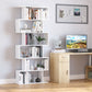 HOMCOM Curvaceous Storage: 6-Tier S-Shape Wooden Bookcase Display Divider Unit for Home Office, White Finish | The Comfy Couch Canada