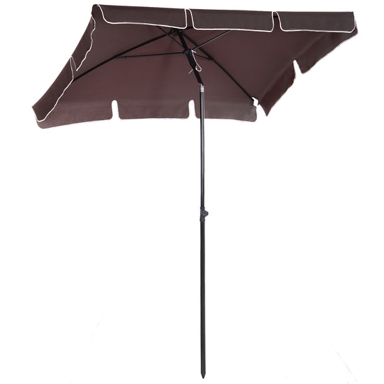 Outsunny 7x4ft Rectangle Patio Umbrella: Aluminum Tilt UV Protection Sun Shade for Outdoor, Coffee | The Comfy Couch Canada
