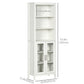 kleankin Tall Bathroom Linen Tower: 3-Tier Shelving, Glass Door & Freestanding Design with Adjustable Interior, White Elegant Unit | The Comfy Couch Canada