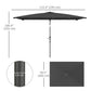 Outsunny 6.6x9.6ft Rectangle Aluminum Tilt Patio Umbrella, Garden Market Parasol, Outdoor Sunshade Canopy with Crank, Dark Grey | The Comfy Couch Canada