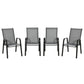 Outsunny Set of 4 Outdoor Dining Chairs, Heavy Duty Stackable Patio Dining Set with Armrests for Balcony Garden, Dark Grey | The Comfy Couch Canada