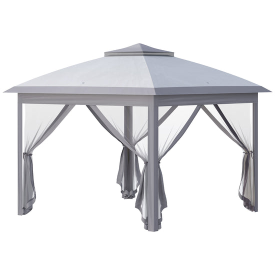 Outsunny Pop Up Gazebo 11x11 with Double Roof, Zippered Mesh Sidewalls, Adjustable Height & Carry Bag - Perfect for Outdoor Events | The Comfy Couch Canada