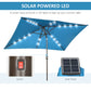 Outsunny 6.5x10ft Patio Umbrella Rectangle Solar Powered Tilt Aluminum Outdoor Market Parasol with LEDs Crank (Turquoise) | The Comfy Couch Canada