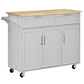 HOMCOM Multifunctional Kitchen Serving Station: Rolling Island Cart with 2 Drawers, Cabinets & Grey Finish | The Comfy Couch Canada