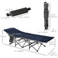 Outsunny Folding Camping Cot with Mattress Pillow Double Layer Oxford Heavy Duty Sleeping Cot Carry Bag Grey Blue | The Comfy Couch Canada