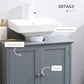 HOMCOM Pedestal Sink Bathroom Vanity Cabinet Under Sink Design 2 Doors Shelf Grey.